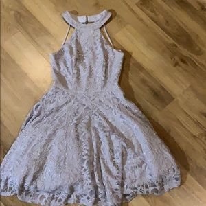 B Smart Lavender Shimmering Lace Halter Dress